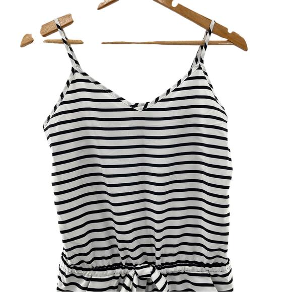 J. Crew Printed Black White Striped Drapey Loose Fit Lightweight Romper Size XS - Picture 3 of 11